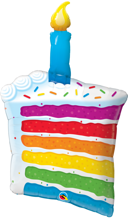 42″ Shape Foil Rainbow Cake & Candle